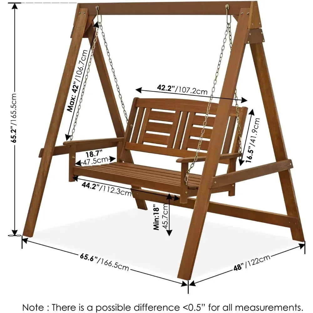 2 Seater Hardwood Swing with Stand