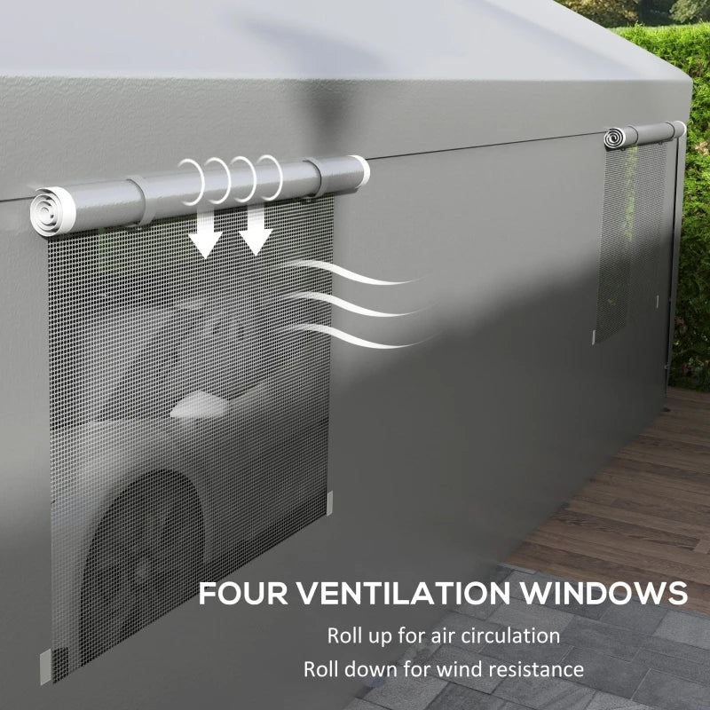 Heavy Duty Portable Garage with 4 Mesh Windows and 2 Doors