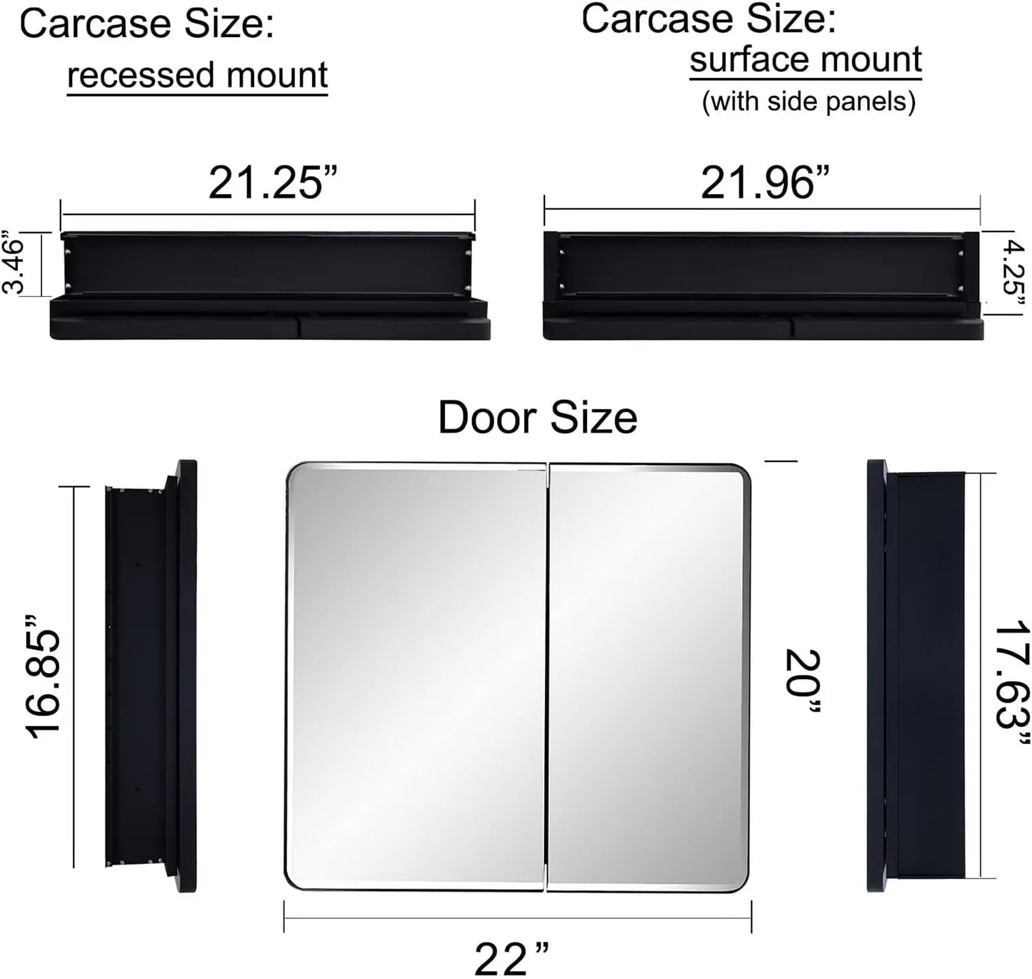 Mirrored Black Bathroom Medicine Cabinet