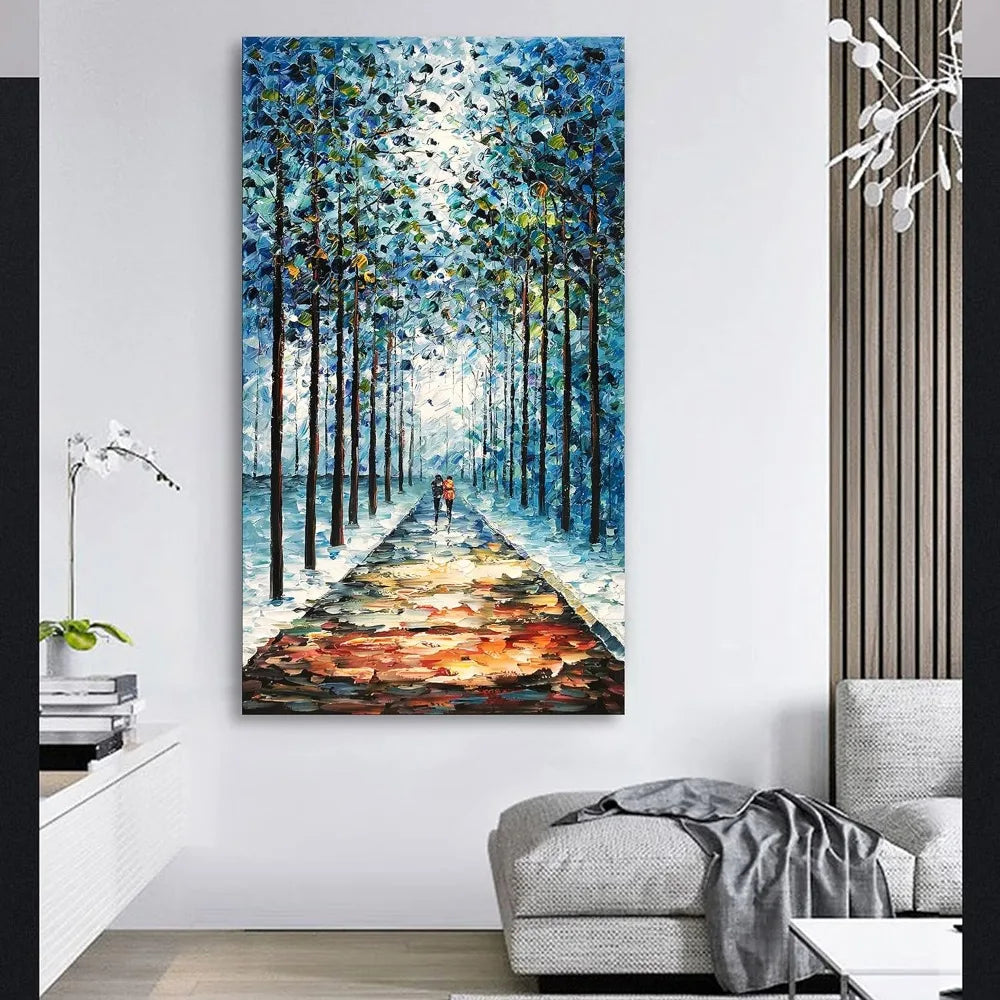 Winter Forest Path Painting