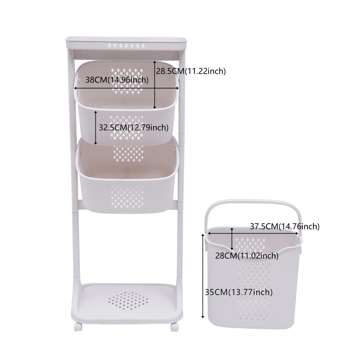 Laundry Hamper with 3-Tier Shelves