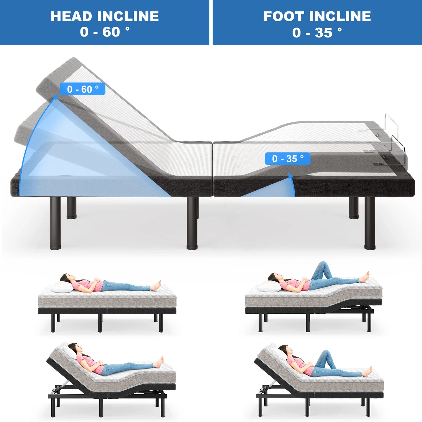 King Size Massage and Remote Control Adjustable Bed Base