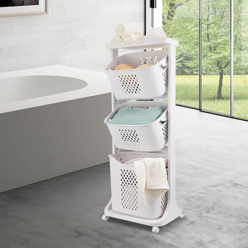 Laundry Hamper with 3-Tier Shelves