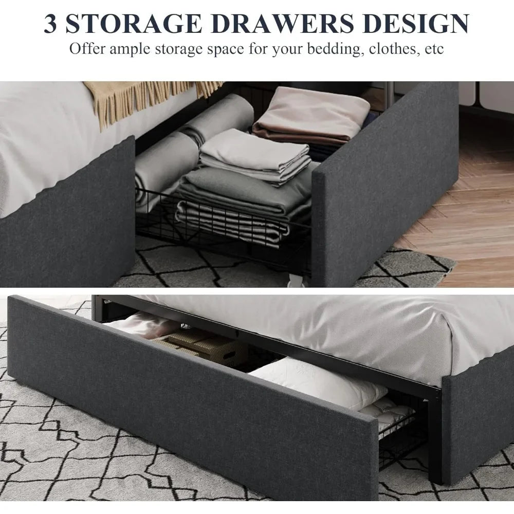 Full-Size Platform Bed Frame with Storage